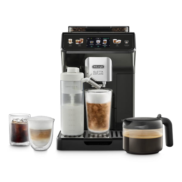 De'Longhi Eletta Explore ECAM452.67.G – Machine à Café Barista Automatique, Espresso & Cold Brew, LatteCrema Hot & Cool, Pot à Café Inclus, Gris Foncé