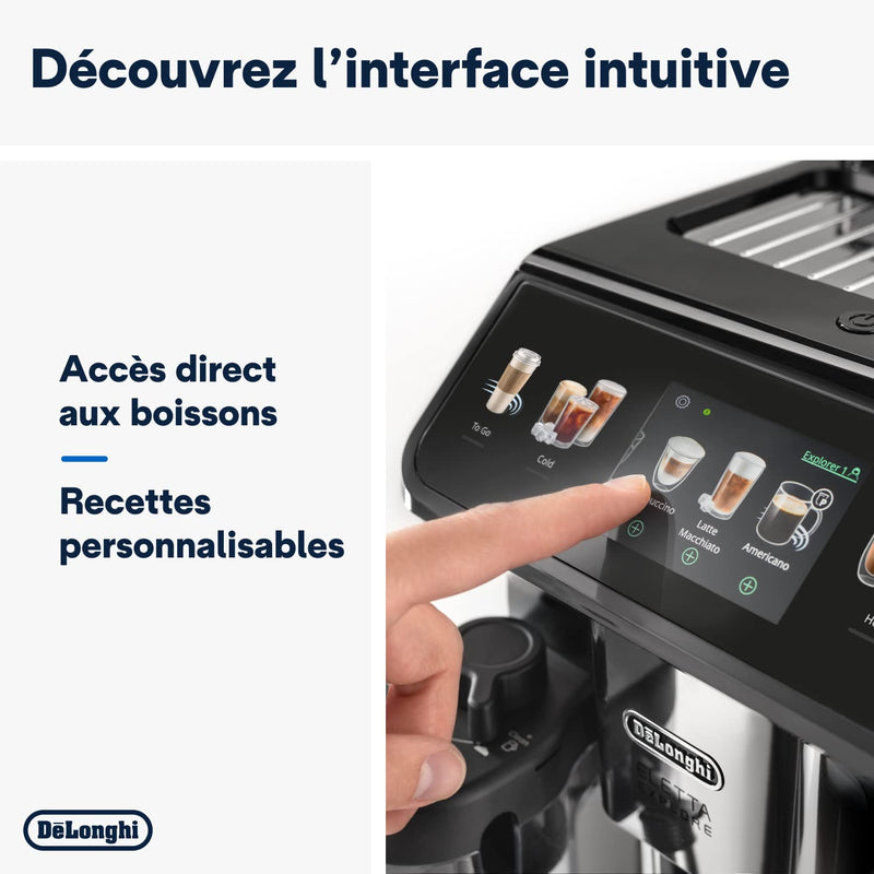 De'Longhi Eletta Explore ECAM452.67.G – Machine à Café Barista Automatique, Espresso & Cold Brew, LatteCrema Hot & Cool, Pot à Café Inclus, Gris Foncé