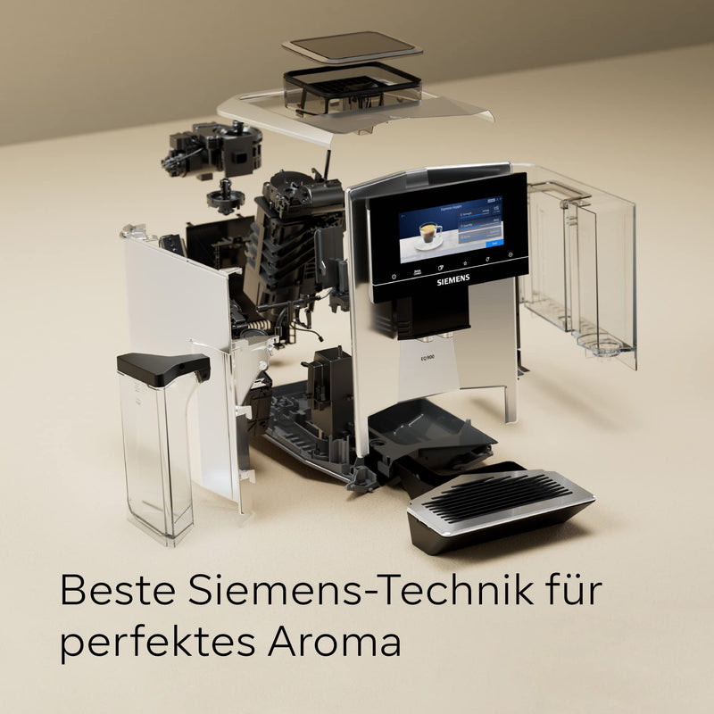 Siemens EQ900 TQ903D03 – Machine à Café Automatique avec Écran Tactile, AromaBoost, Mode Barista, Broyeur Premium, 1500W, Inox