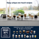 De'Longhi Dinamica Plus ECAM370.95.T – Machine à Café à Grains avec Mousseur à Lait, Cappuccino & Espresso, Écran TFT 3,5", Contrôle App, 1450W, Titan