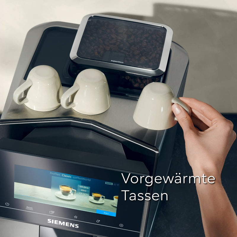 Siemens EQ900 TQ903D03 – Machine à Café Automatique avec Écran Tactile, AromaBoost, Mode Barista, Broyeur Premium, 1500W, Inox