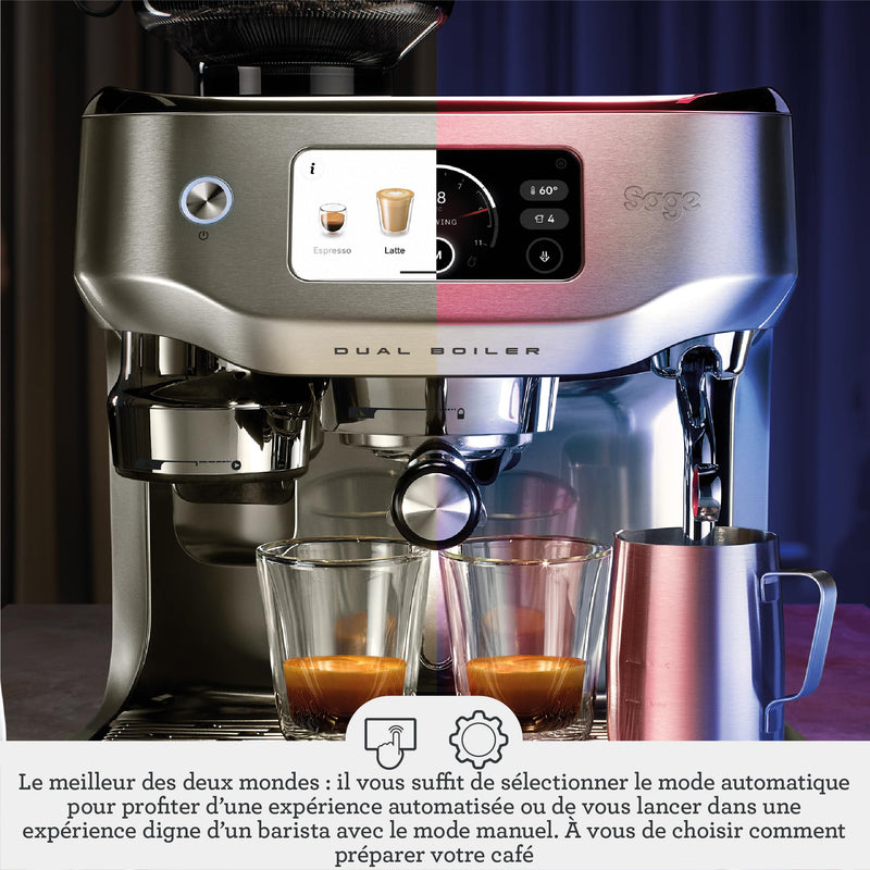 Sage The Oracle Dual Boiler – Machine à Café Automatique avec Mousseur à Lait, 16 Programmes, Acier Inoxydable