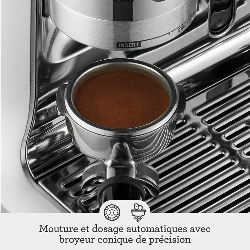 Sage The Barista Pro – Machine à Café Expresso avec Mousseur Manuel et Moulin Conique, 30 Réglages, 1650W, Pichet et Tamper Inclus, Acier Inoxydable Noir