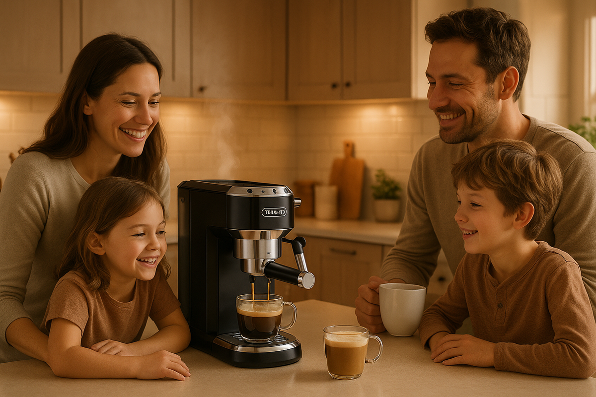 phamily using coffe machine like De'Longhi 
